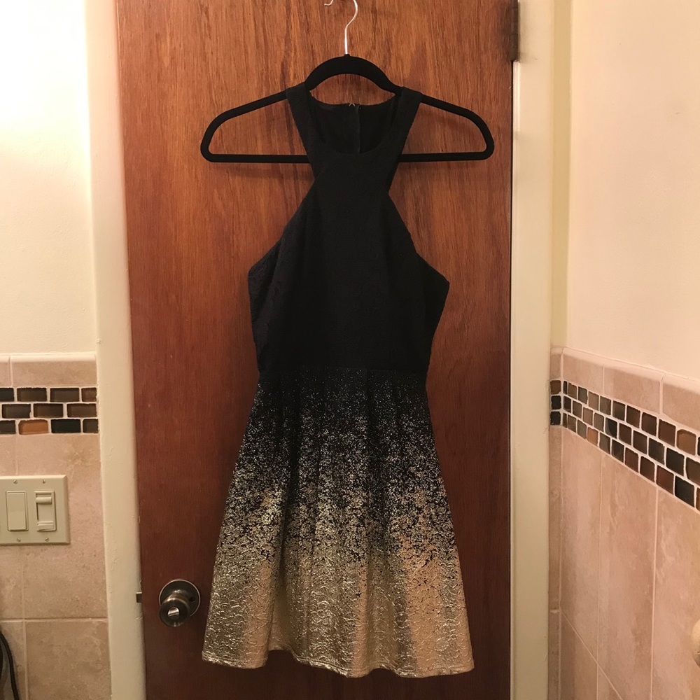 B Darlin black and gold special occasion dress